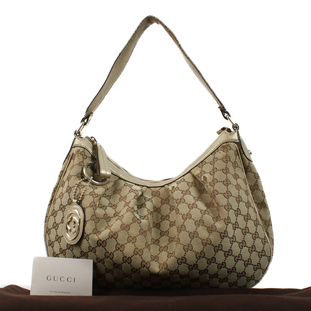 Gucci GG Canvas Gold Sukey Hobo Bag