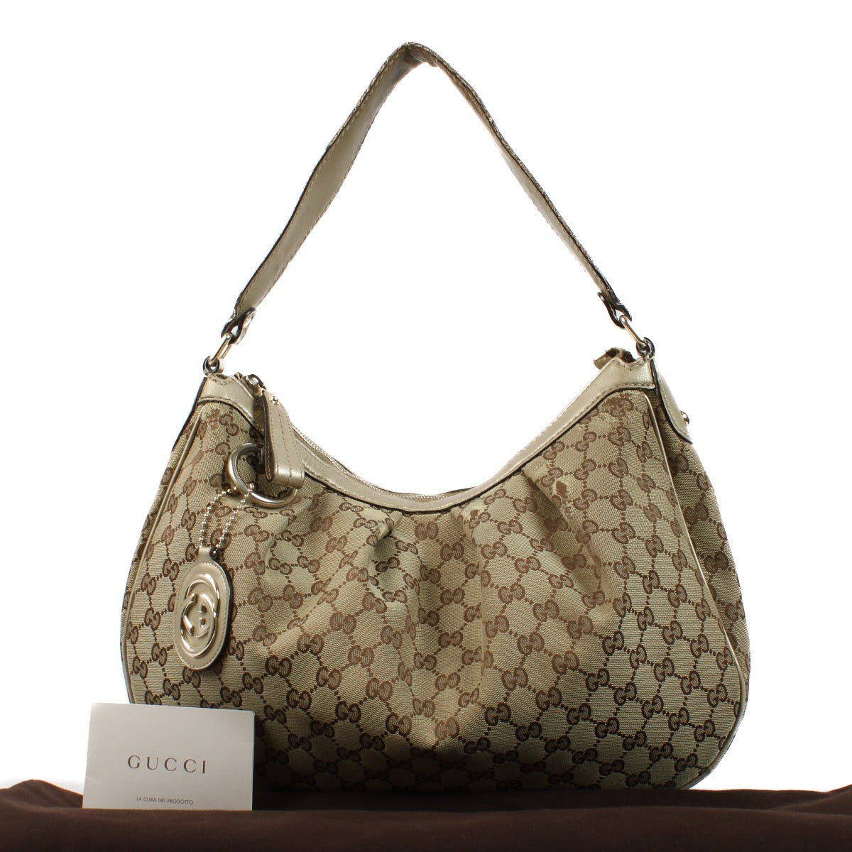 authentic preloved Gucci GG Canvas Gold Sukey Hobo Bag on Labellov.com