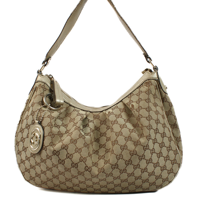 Gucci GG Canvas Gold Sukey Hobo Bag