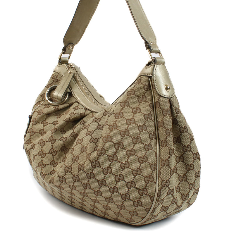 Gucci GG Canvas Gold Sukey Hobo Bag