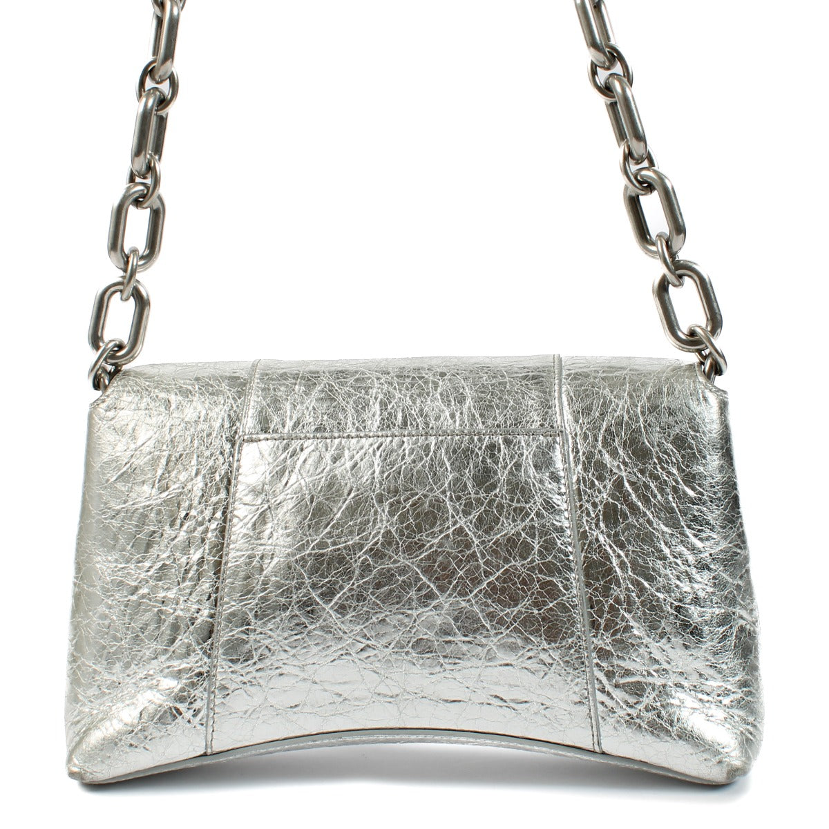 Balenciaga Metallic Silver Calfskin Downtown XS Chain Bag