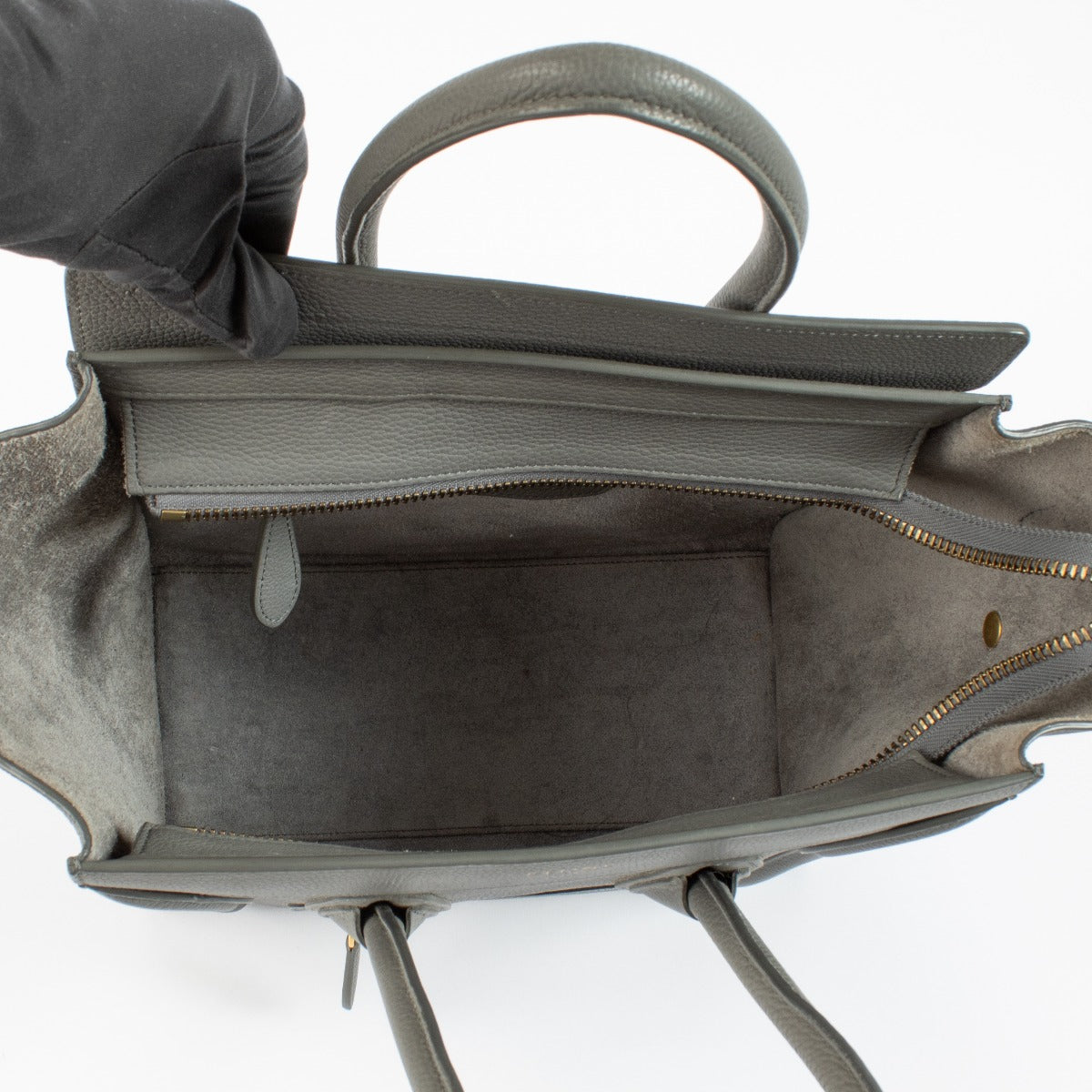 Celine Grey Drummed Calfskin Micro Luggage Bag