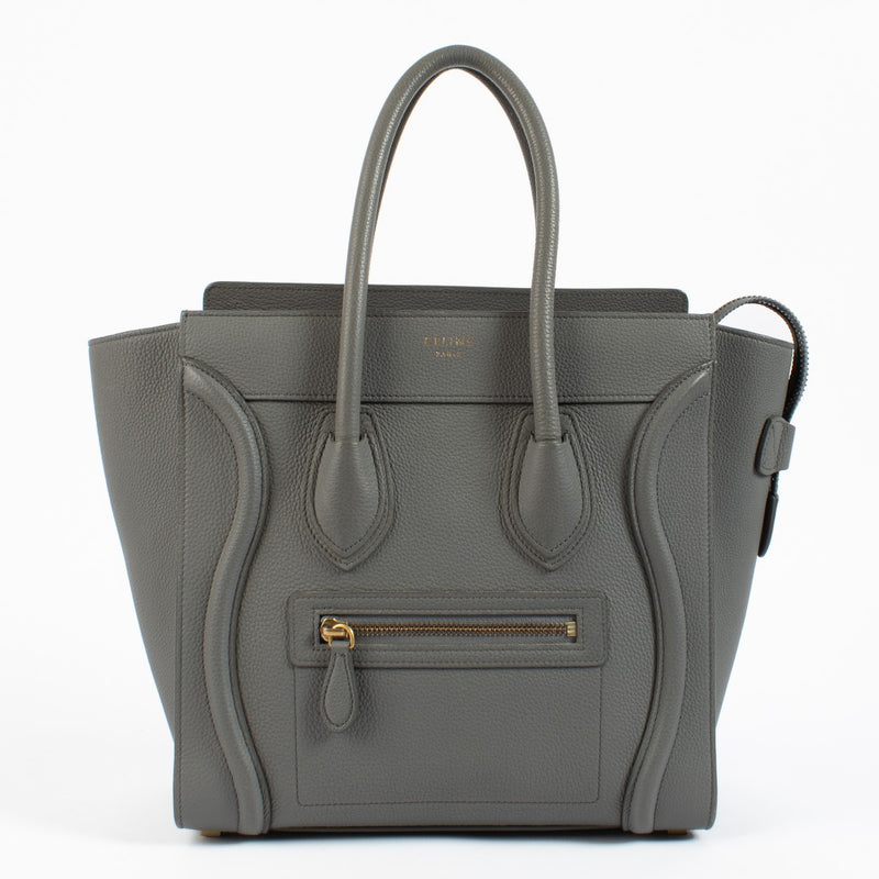 Celine Grey Drummed Calfskin Micro Luggage Bag