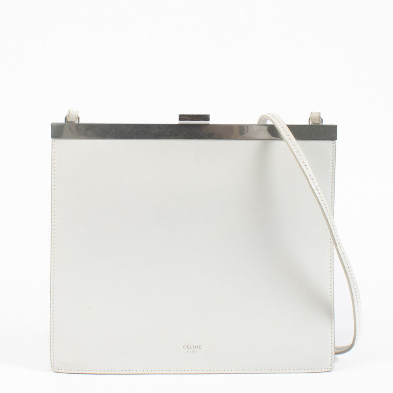 Celine White Leather Mini Clasp Bag