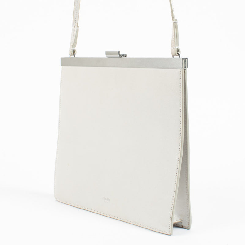 Celine Witte Leren Mini Clasp Tas