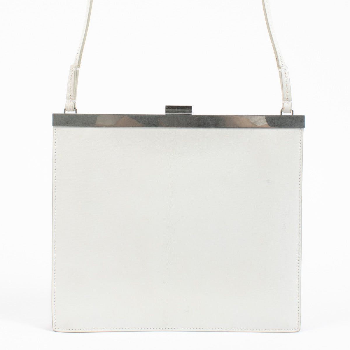 Celine Witte Leren Mini Clasp Tas