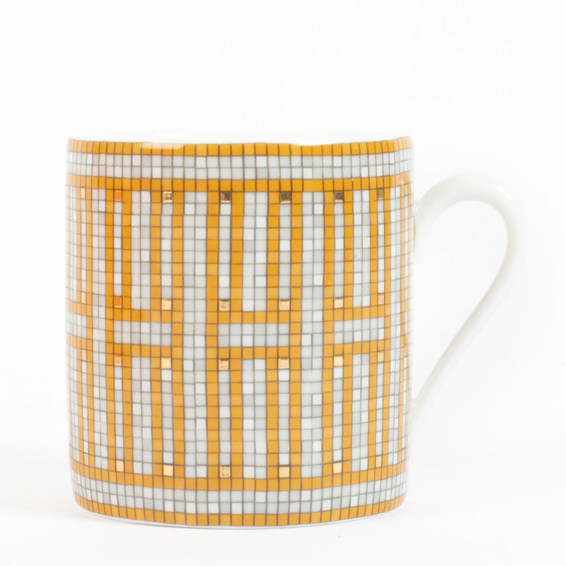 Hermès Set of 2 Mosaique au 24 Gold Coffee Cups and Saucers