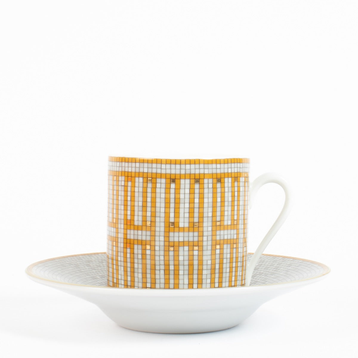 Hermès Set van 2 Mosaique au 24 Gold Koffiekopjes en Schotels