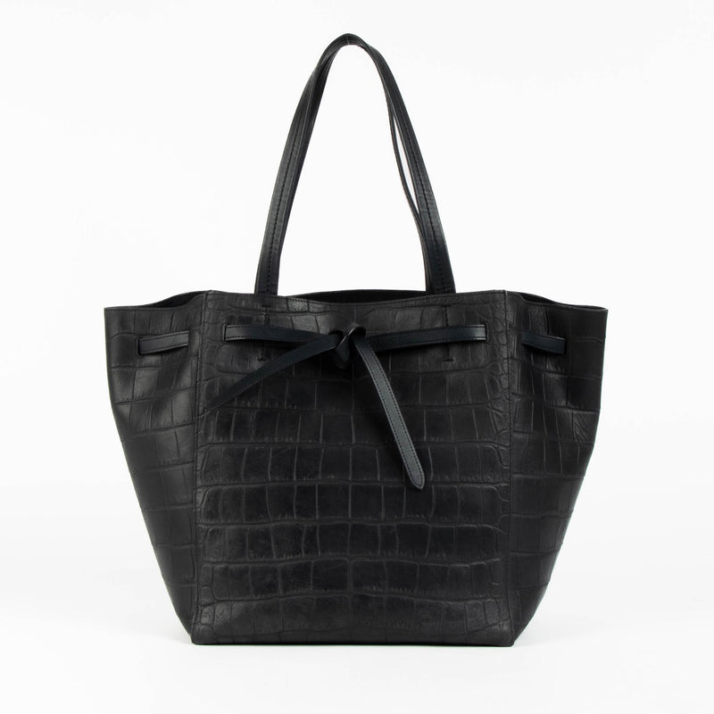 Authentic pre-loved Celine Blue Croc Embossed Phantom Cabas Shoulder Bag on Labellov.com
