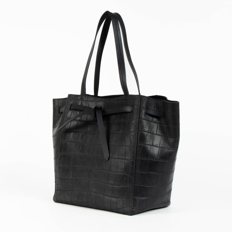 Authentic pre-loved Celine Blue Croc Embossed Phantom Cabas Shoulder Bag on Labellov.com