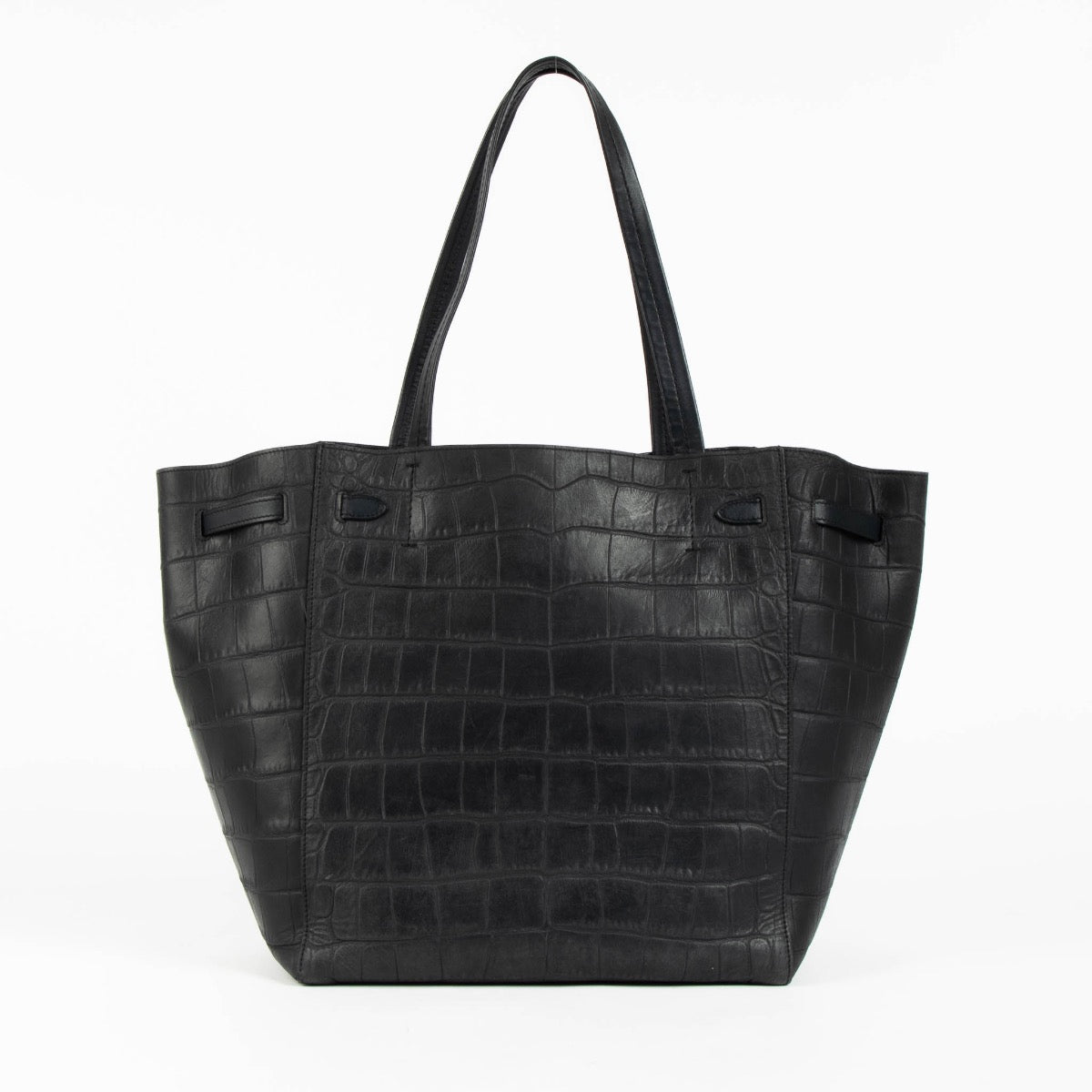 Authentic pre-loved Celine Blue Croc Embossed Phantom Cabas Shoulder Bag on Labellov.com