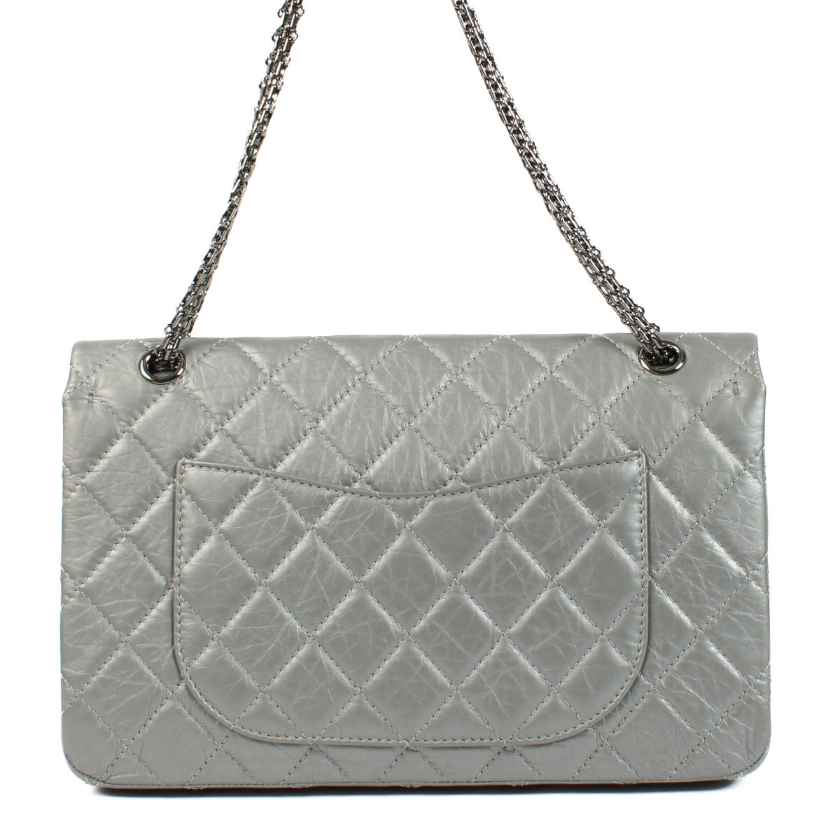 Chanel Mat Metallic Zilveren Maxi 2.55 Tas
