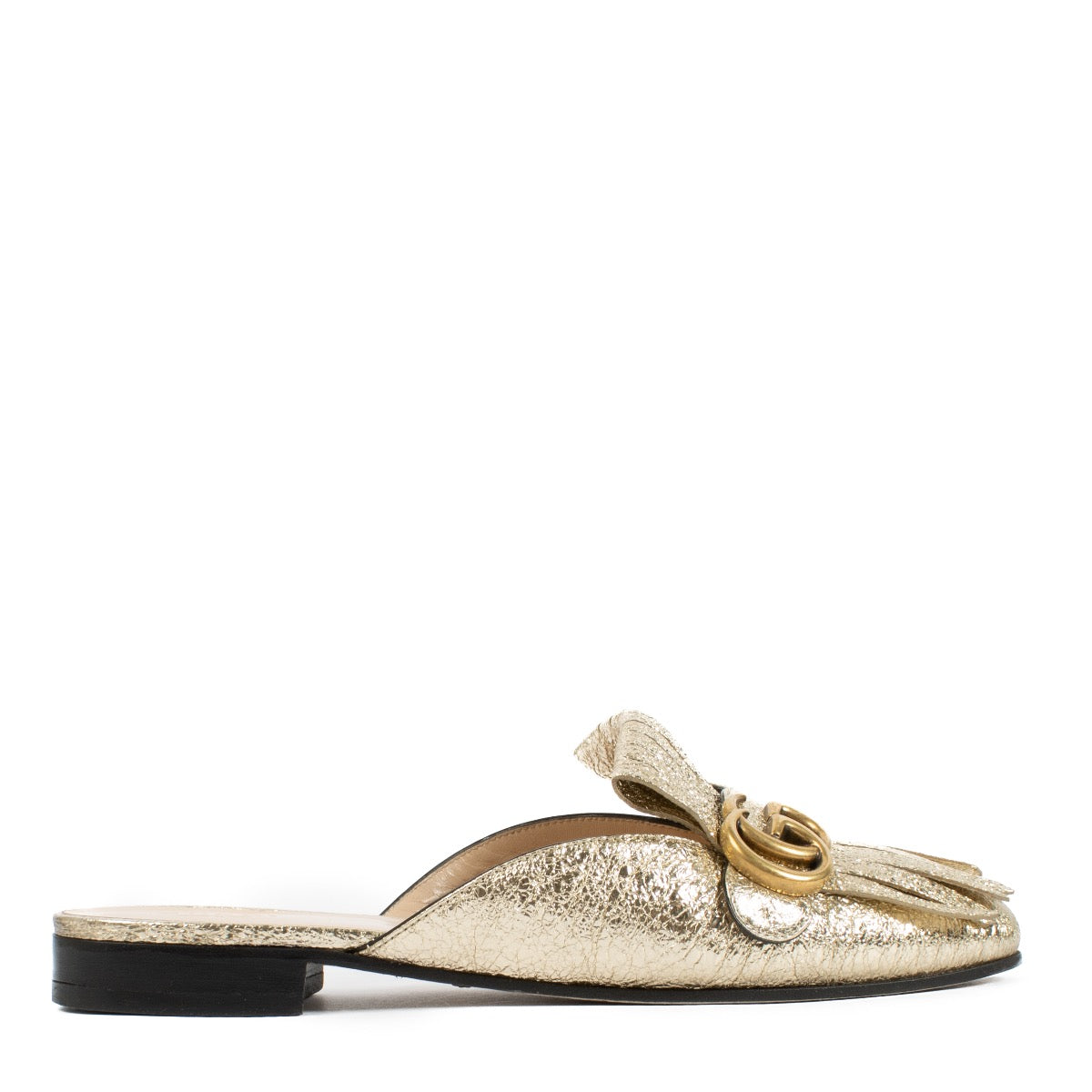 Authentic second hand Gucci Gold GG Marmont Mules on Labellov.com