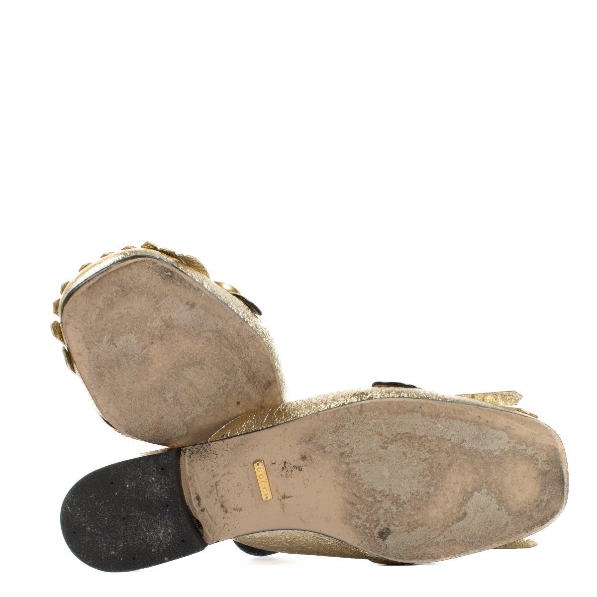 Authentic second hand Gucci Gold GG Marmont Mules on Labellov.com