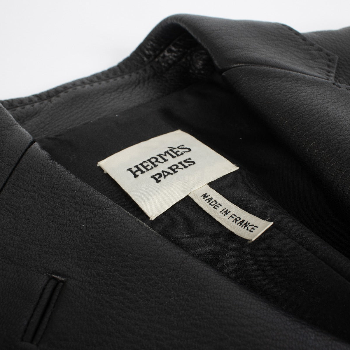 Veste en cuir Hermès noire - Taille FR40