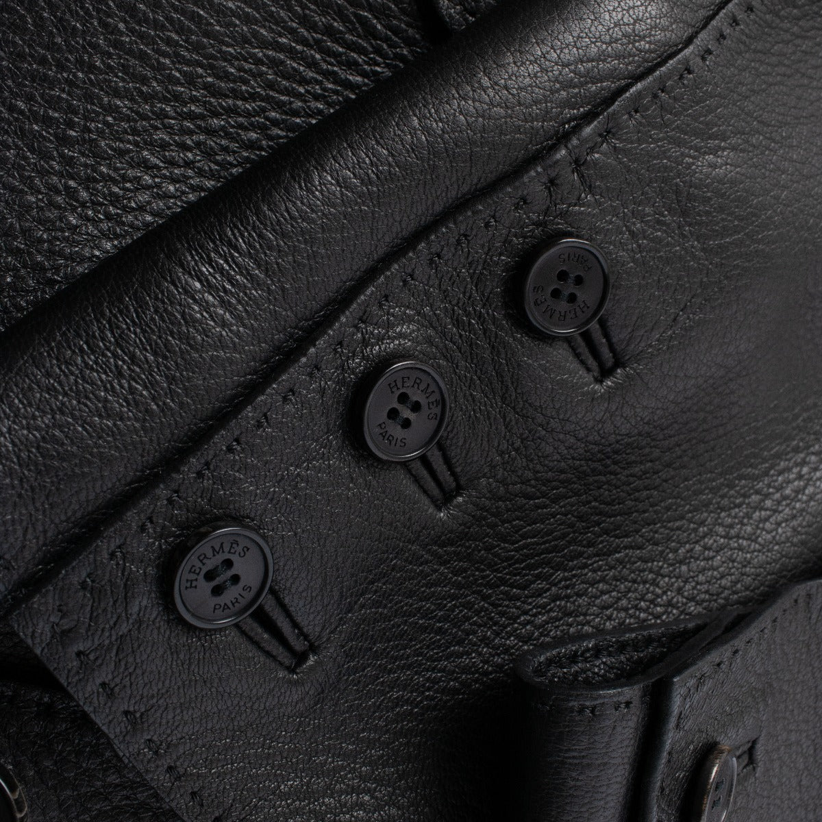 Veste en cuir Hermès noire - Taille FR40