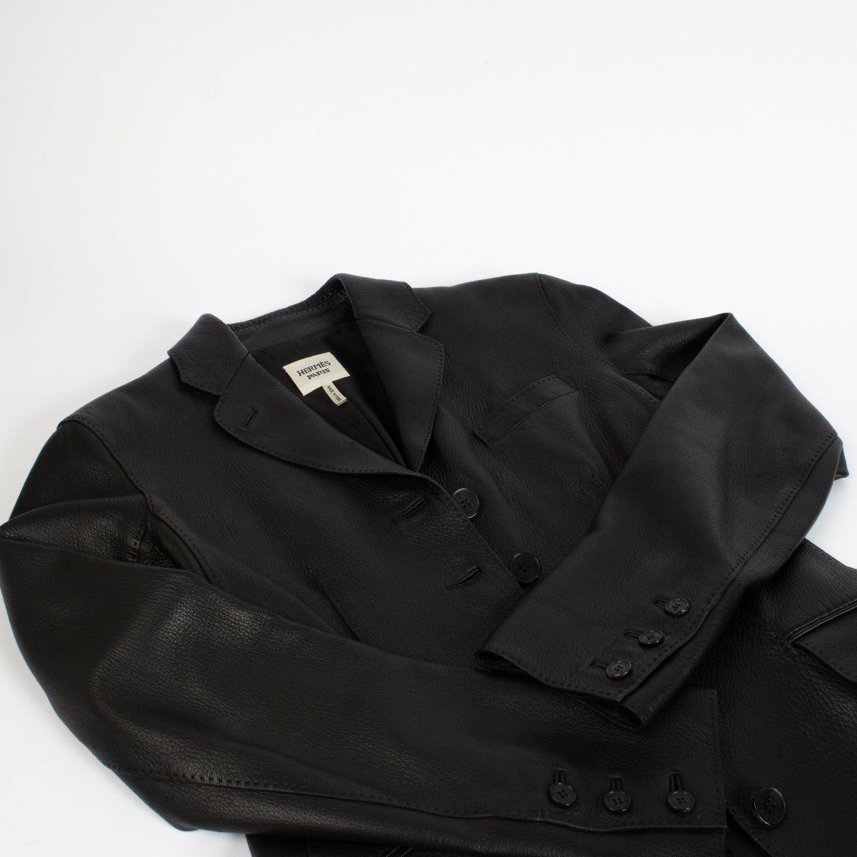 Veste en cuir Hermès noire - Taille FR40