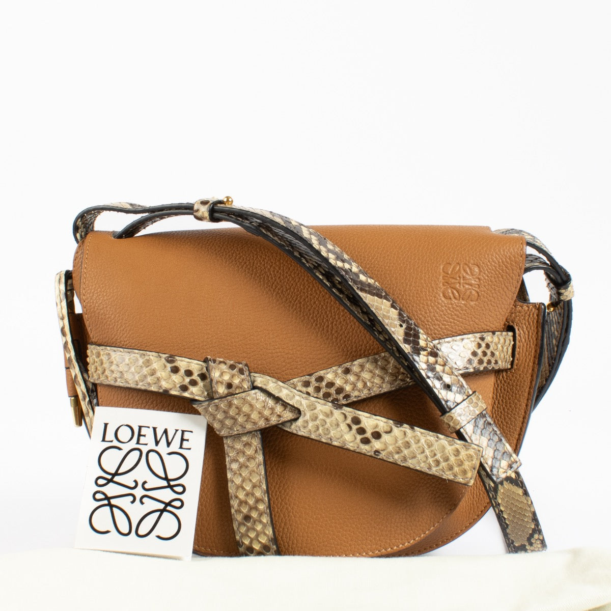 Shop 100% authentic second hand Loewe Cognac Python Gate Shoulder Bag on Labellov.com