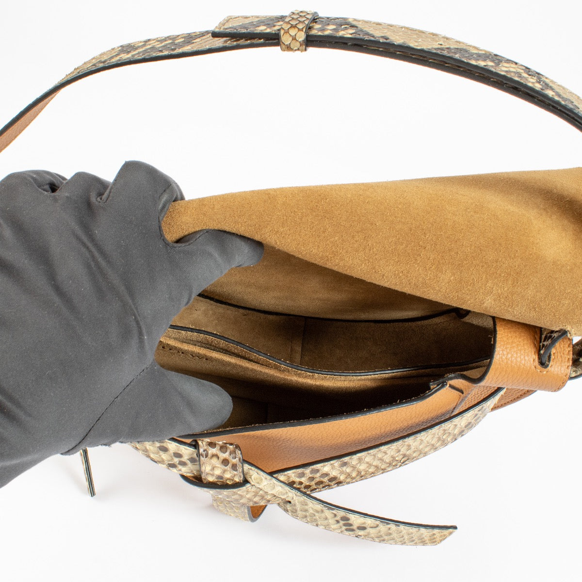 Shop 100% authentic second hand Loewe Cognac Python Gate Shoulder Bag on Labellov.com