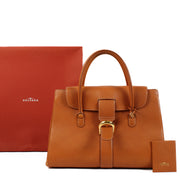 Delvaux Cognac Cabriolet Top Handle Bag pour le meilleur prix chez Labellov à Anvers et Knokke.