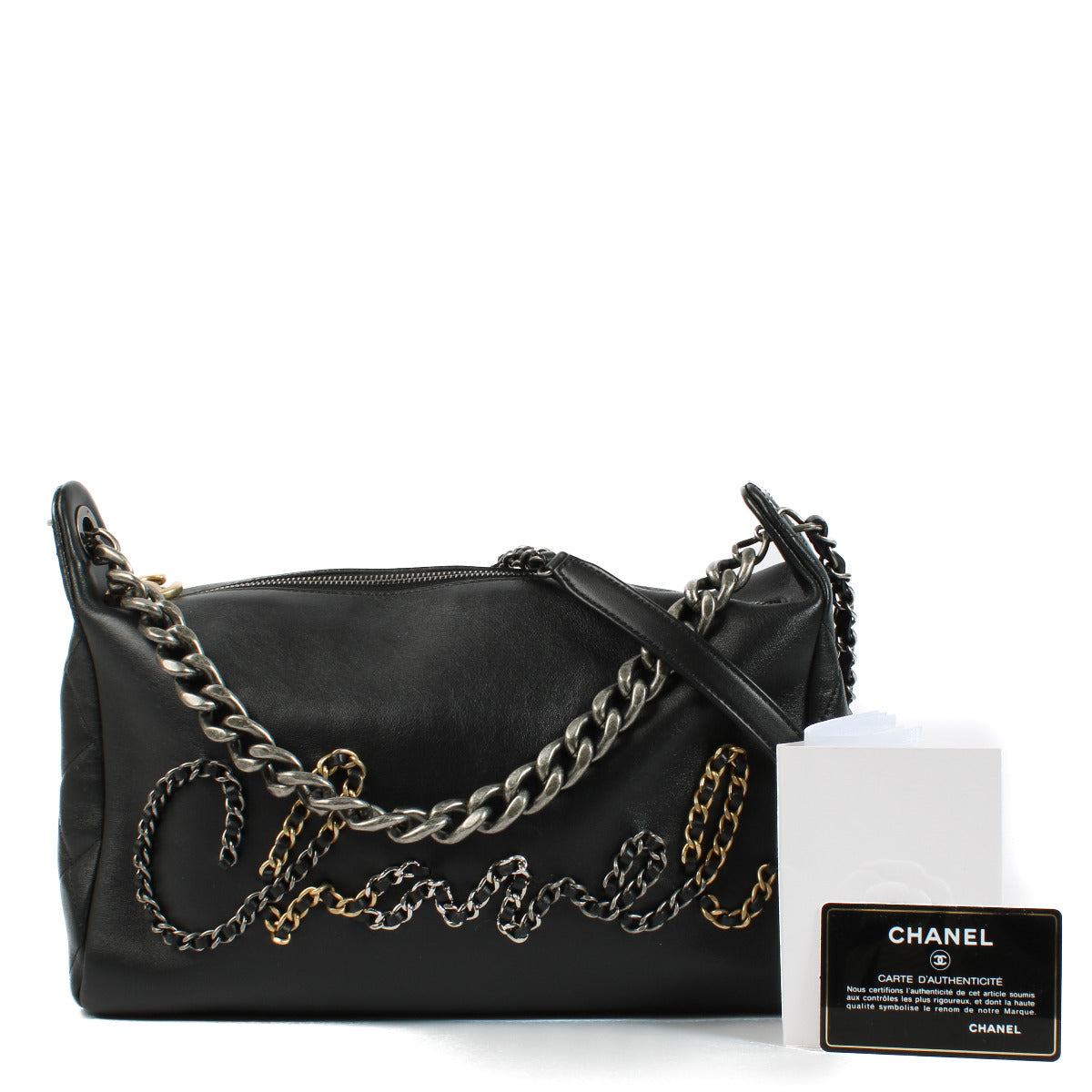 Chanel Black Logo Chain Shoulder Bag