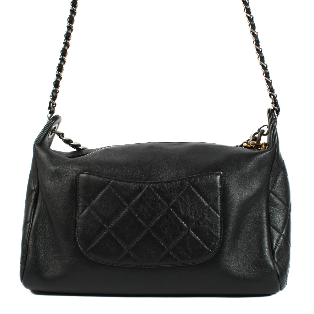 Chanel Black Calfskin Chain 20s Signature Hobo Bag