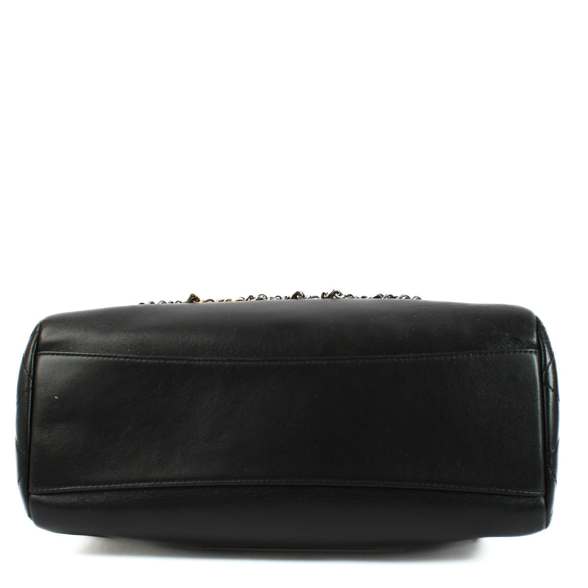 Chanel Black Calfskin Chain 20s Signature Hobo Bag