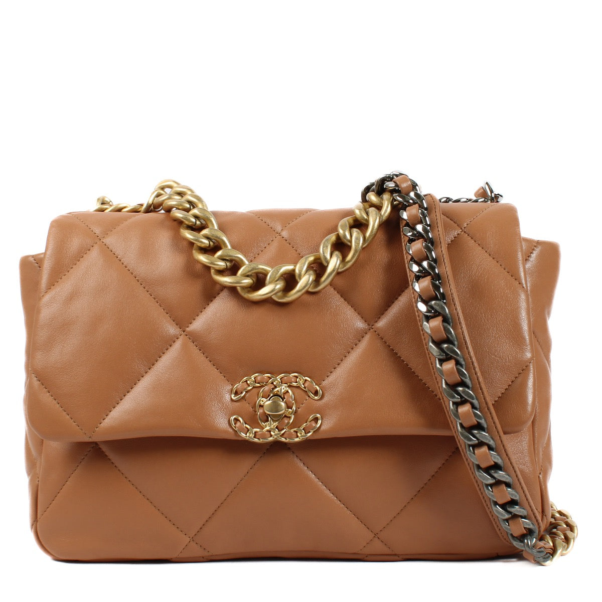 Chanel Dark Beige Shiny Lambskin 19 Large Bag