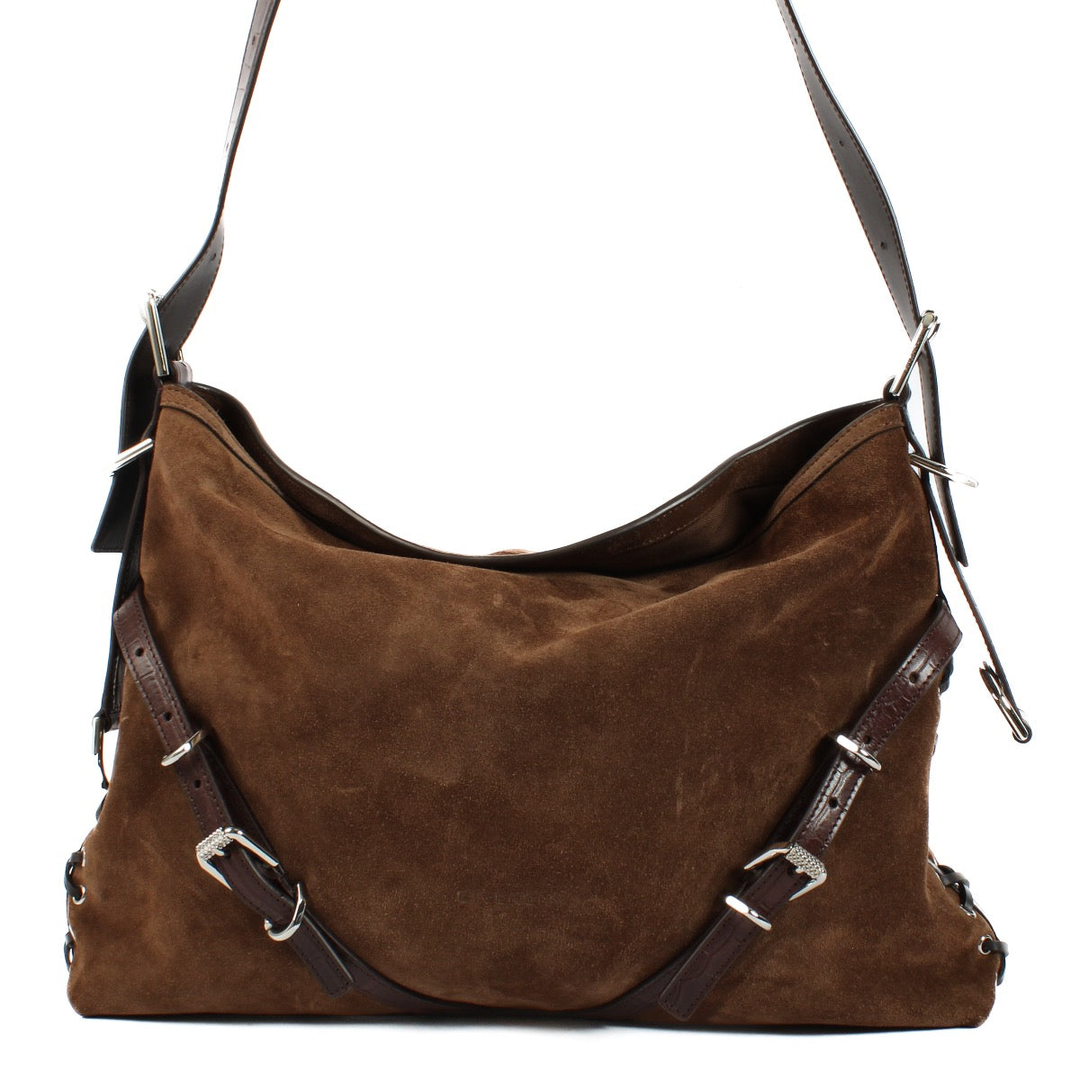 shop 100% authentic second hand Givenchy Chocolate Brown Suede Voyou Shoulder Bag on Labellov.com