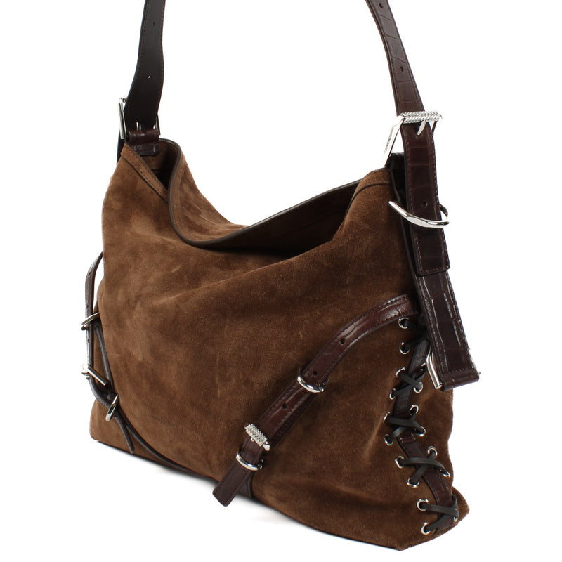 shop 100% authentic second hand Givenchy Chocolate Brown Suede Voyou Shoulder Bag on Labellov.com