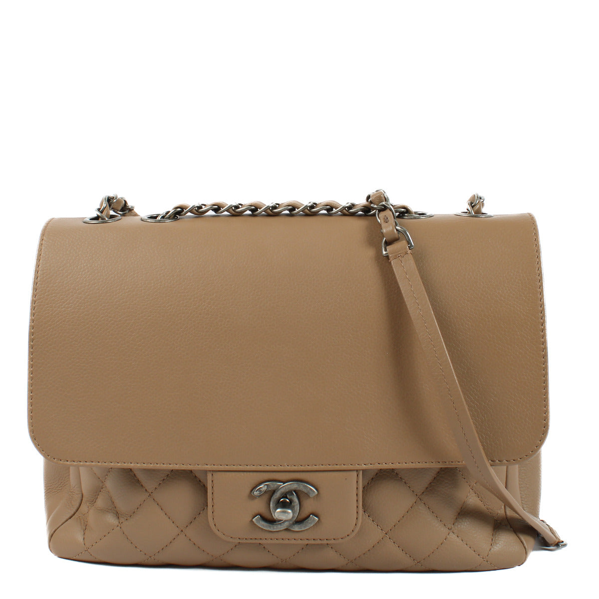 Chanel Taupe Grained Calfskin Quilted All About Flap Bag