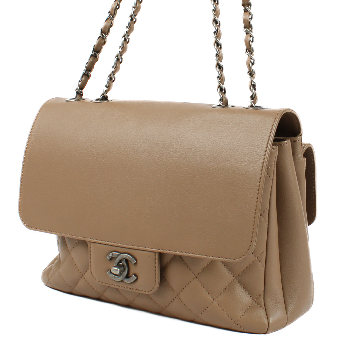 Chanel Taupe Grained Calfskin Quilted All About Flap Bag