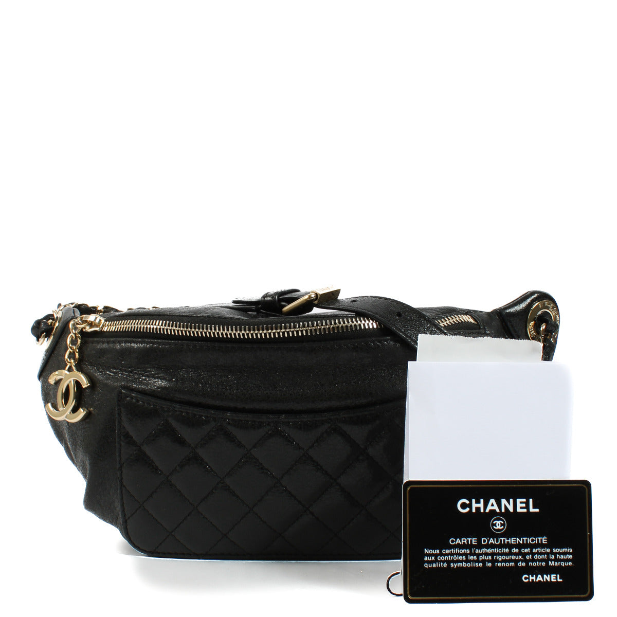 Chanel Black Shiny Belt Bag for the best price at Labellov secondhand luxury in Antwerp and Knokke.