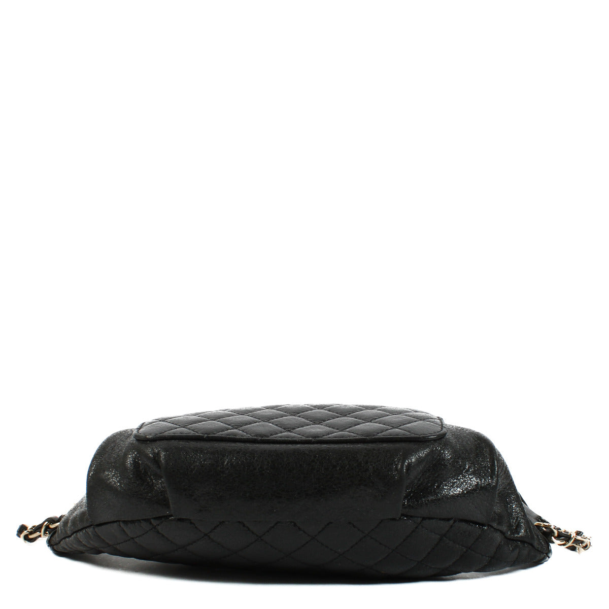 Sac banane Chanel en agneau glacé froissé noir