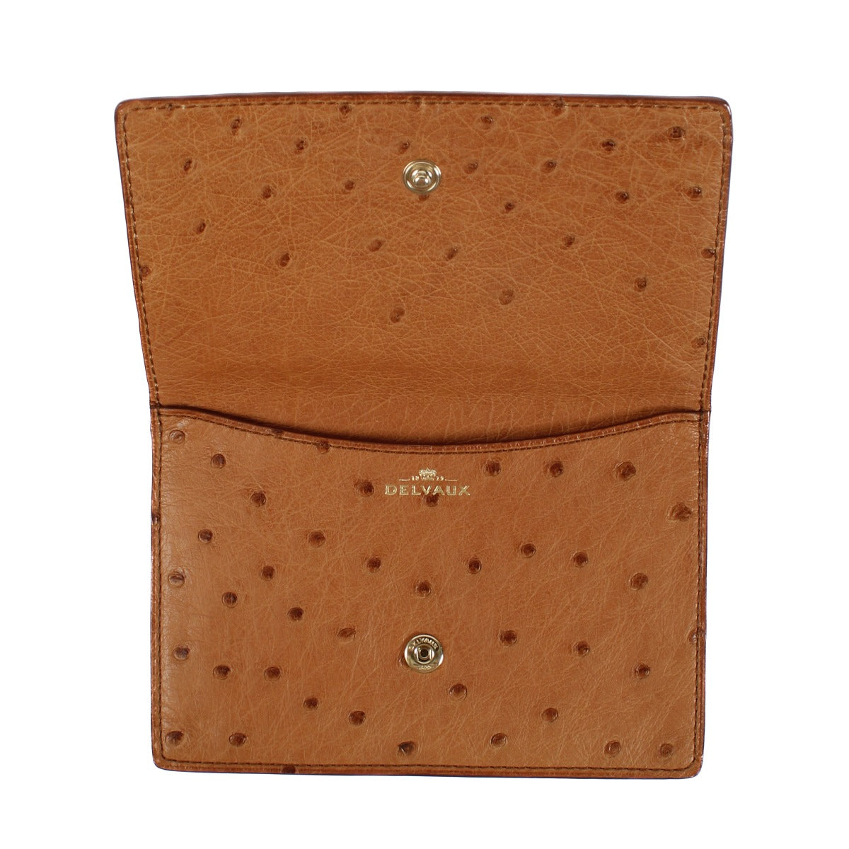 Delvaux Cognac Ostrich Card Holder