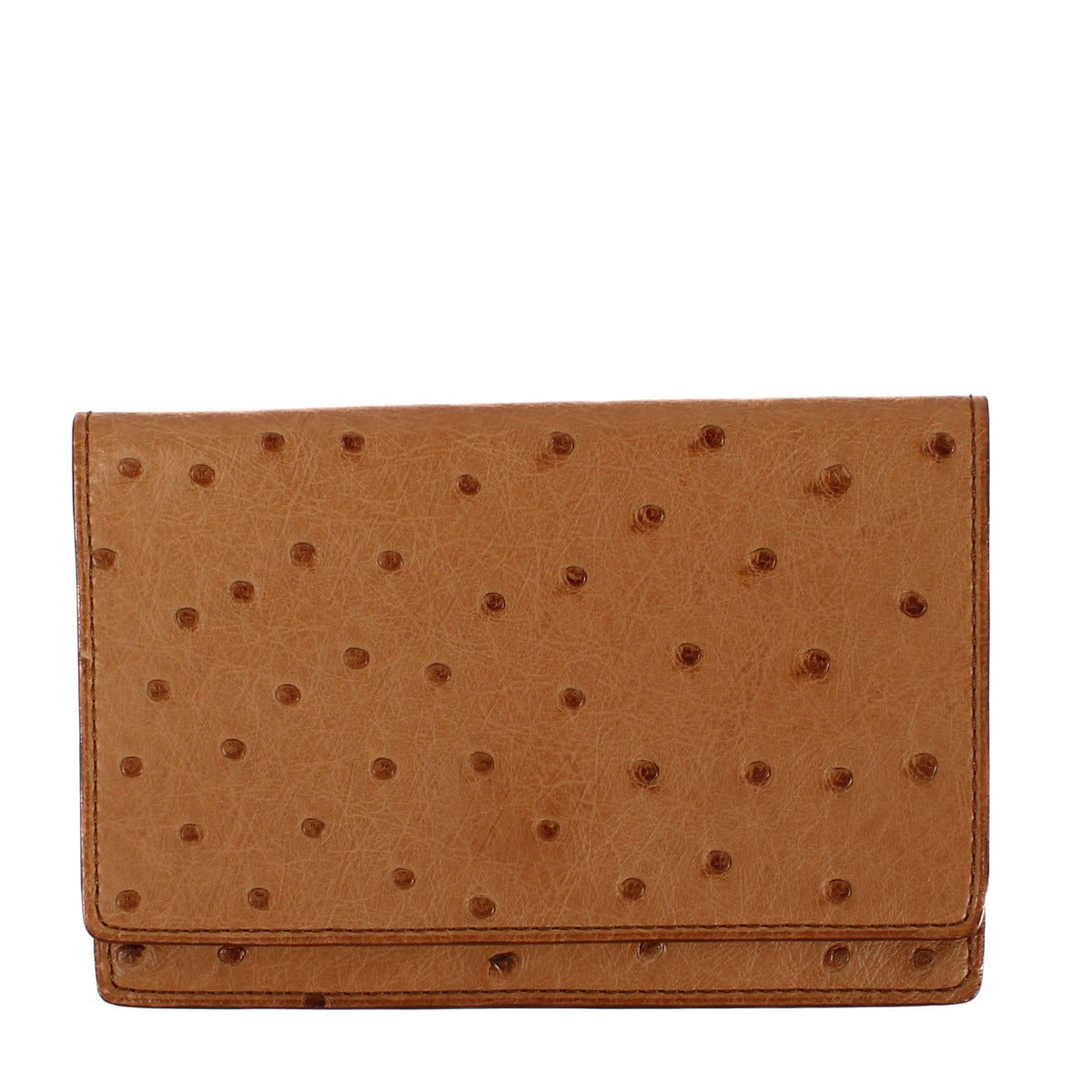 Delvaux Cognac Ostrich Card Holder