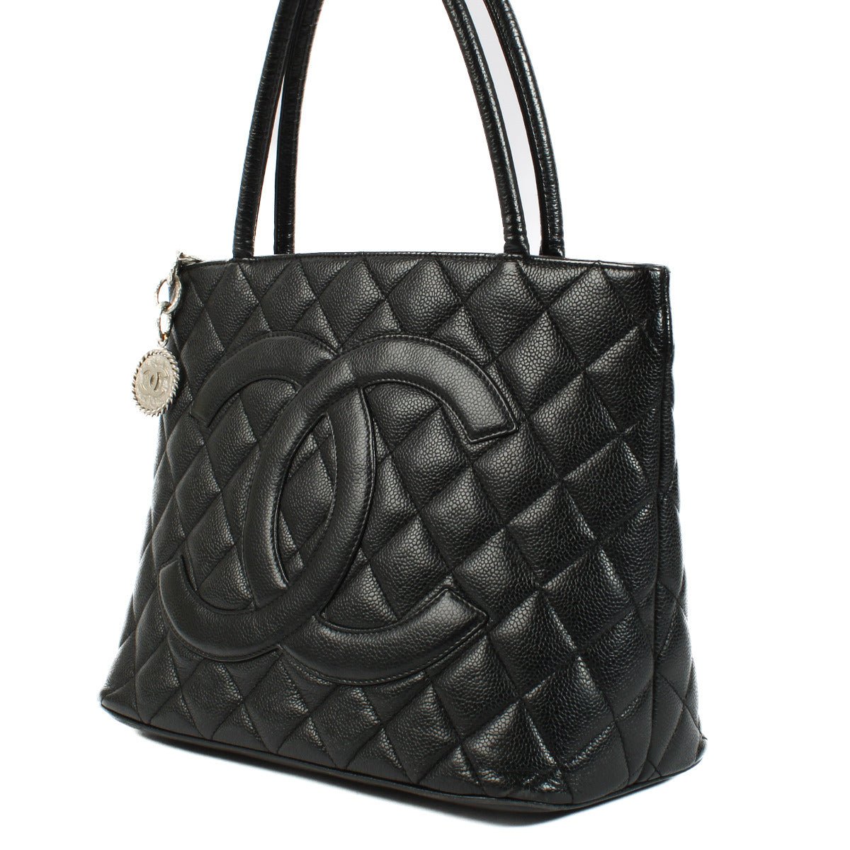 Chanel Vintage Black Caviar Medaillon Tote Bag