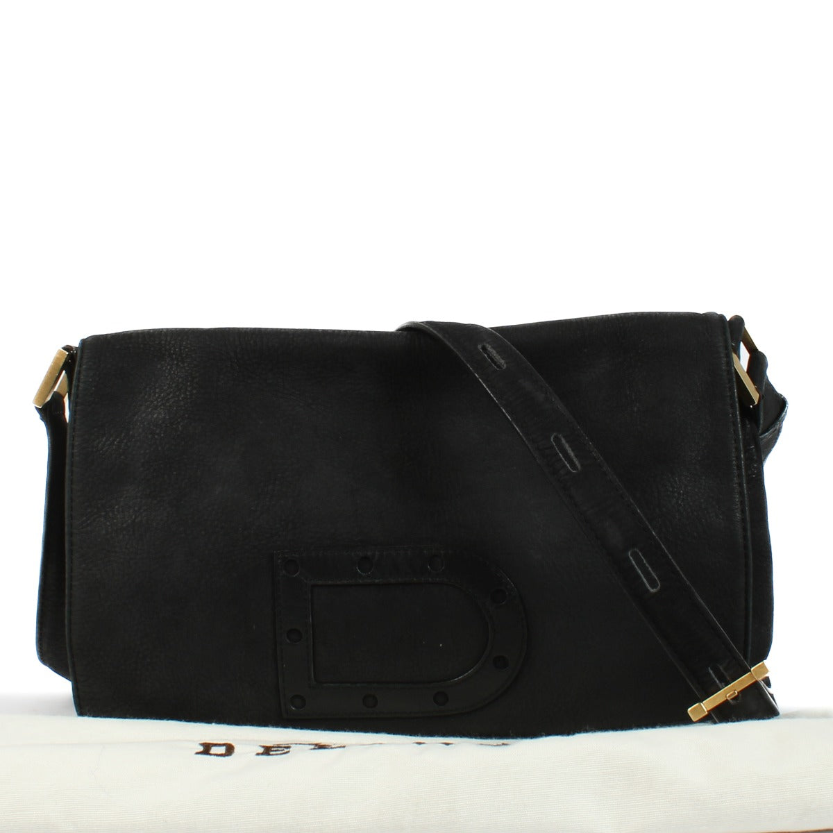 Delvaux Black Nubuck Louise Crossbody Bag