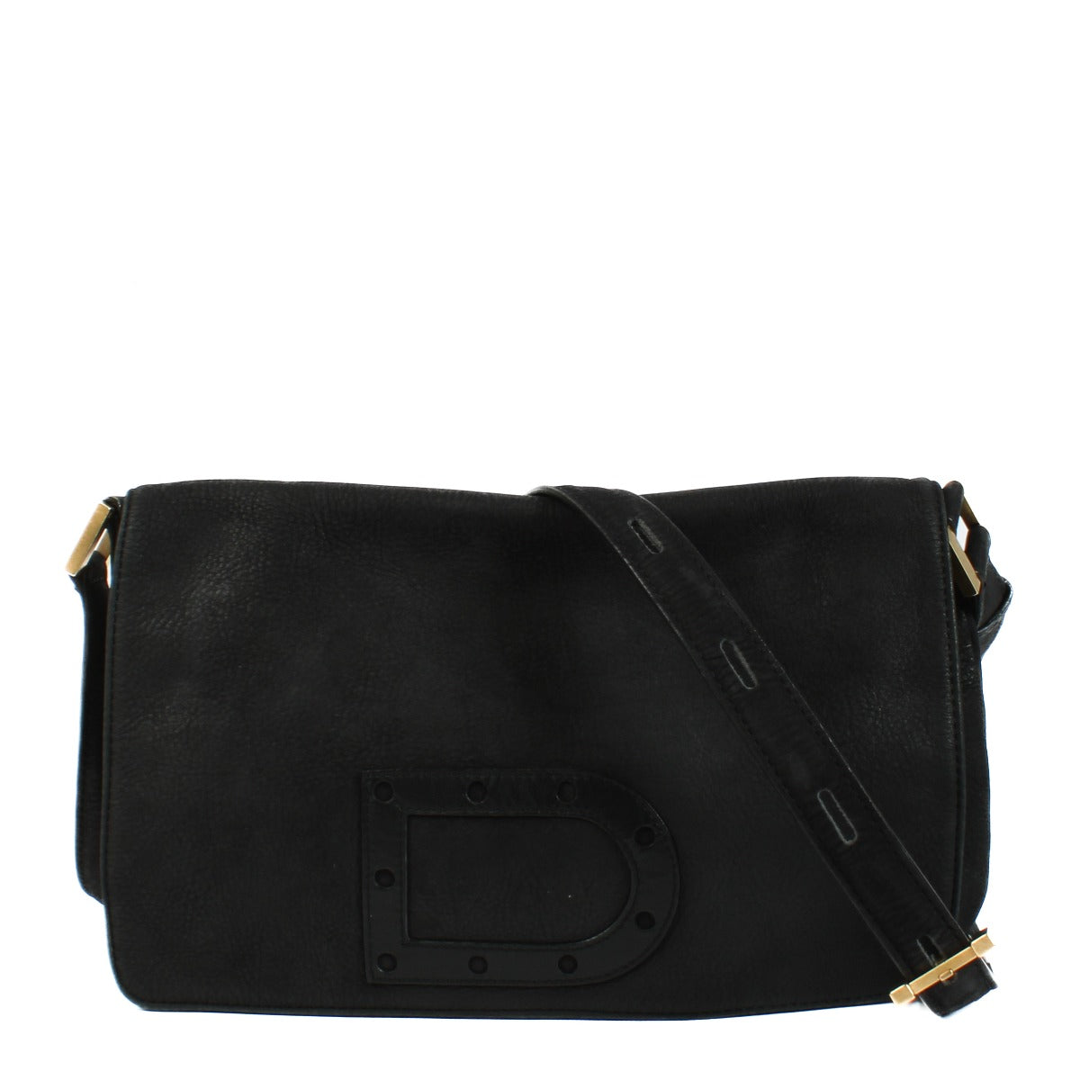 Delvaux Black Nubuck Louise Crossbody Bag