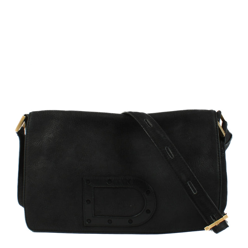 Delvaux Black Nubuck Louise Crossbody Bag