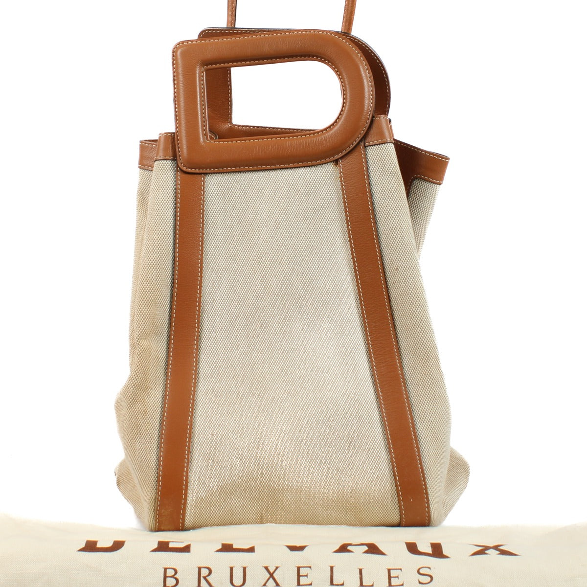 Delvaux Natural/Fauve Toile Dé Punch Top Handle Bag