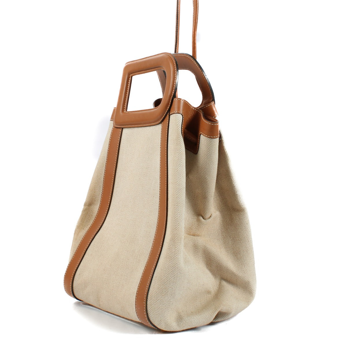 Delvaux Natural/Fauve Toile Dé Punch Top Handle Bag