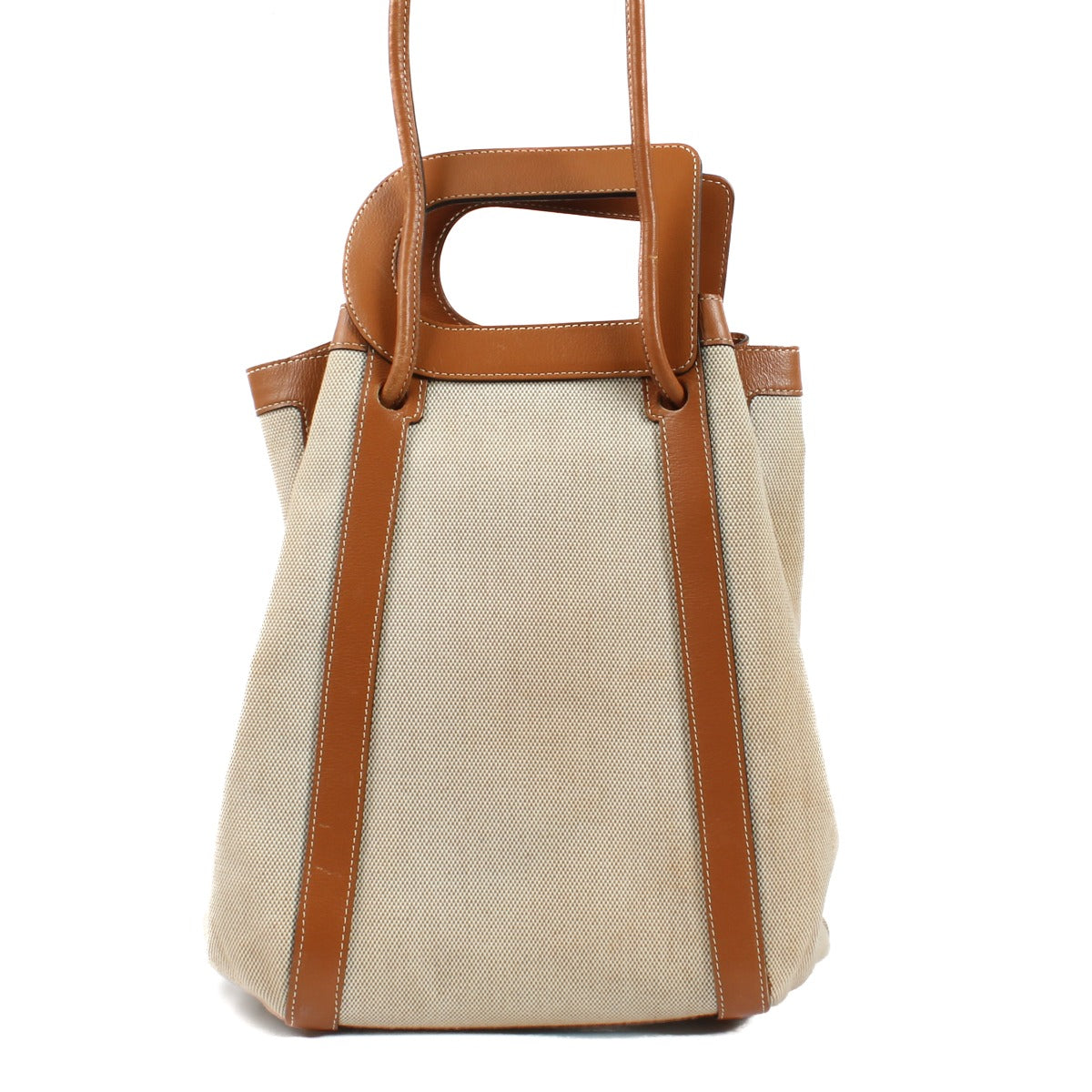 Delvaux Natural/Fauve Toile Dé Punch Top Handle Bag