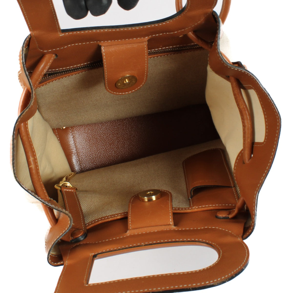 Delvaux Natural/Fauve Toile Dé Punch Top Handle Bag