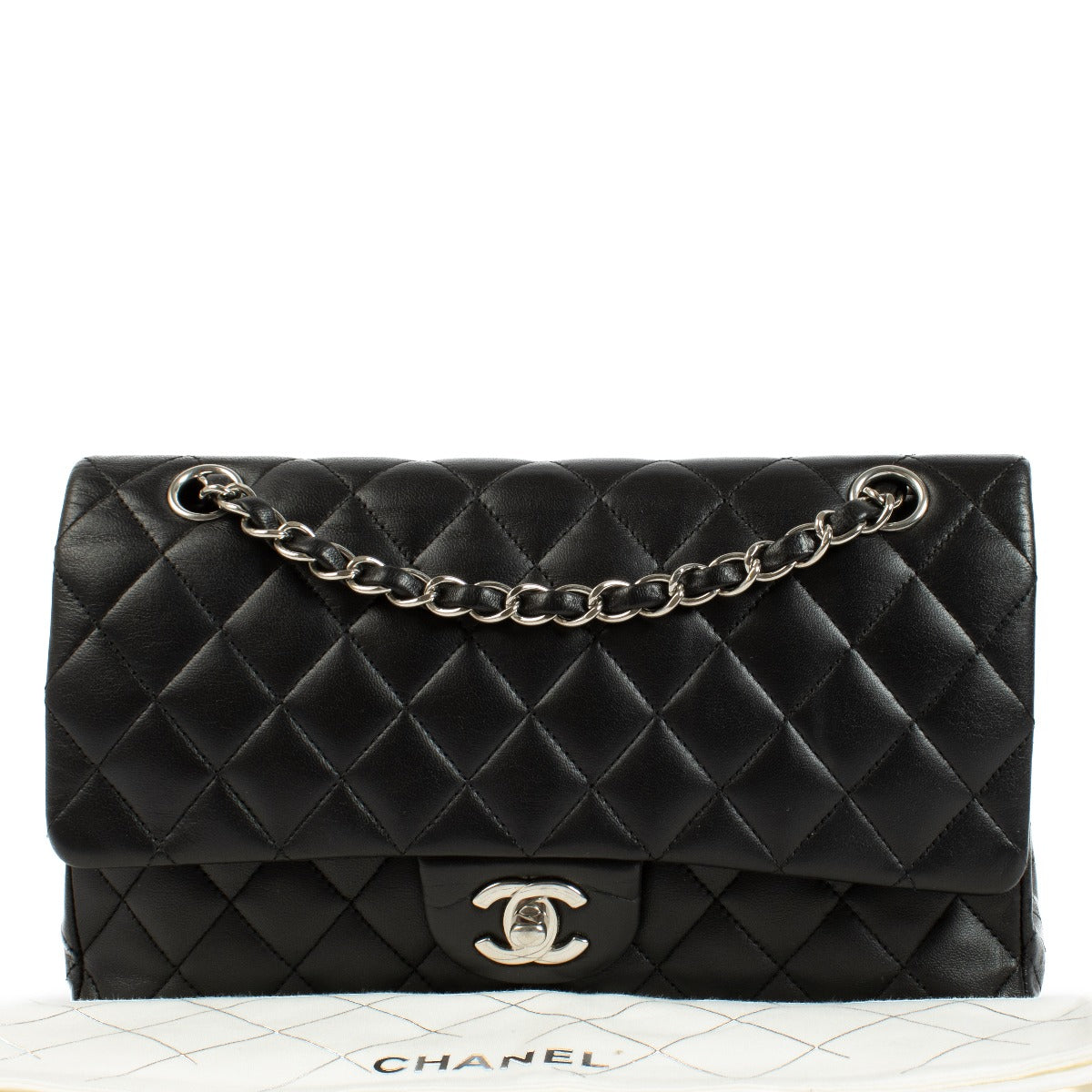 Chanel Zwarte Lamsleren Medium Classic 11.12 Tas