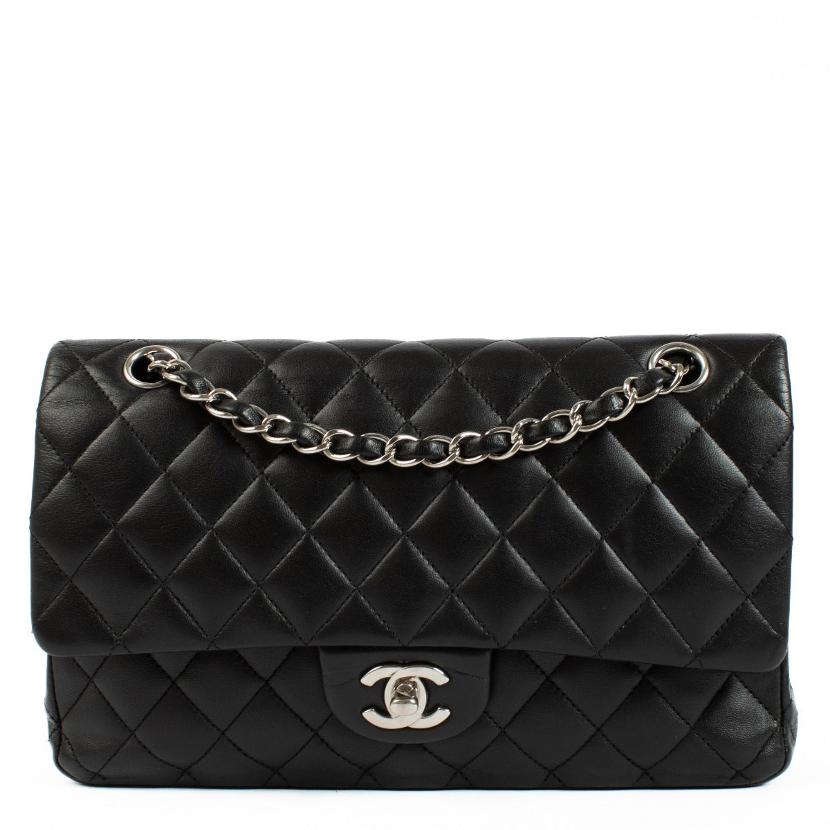 Chanel Zwarte Lamsleren Medium Classic 11.12 Tas