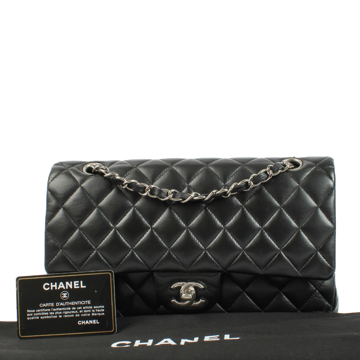 Chanel Black Lambskin Medium Classic 11.12 Bag