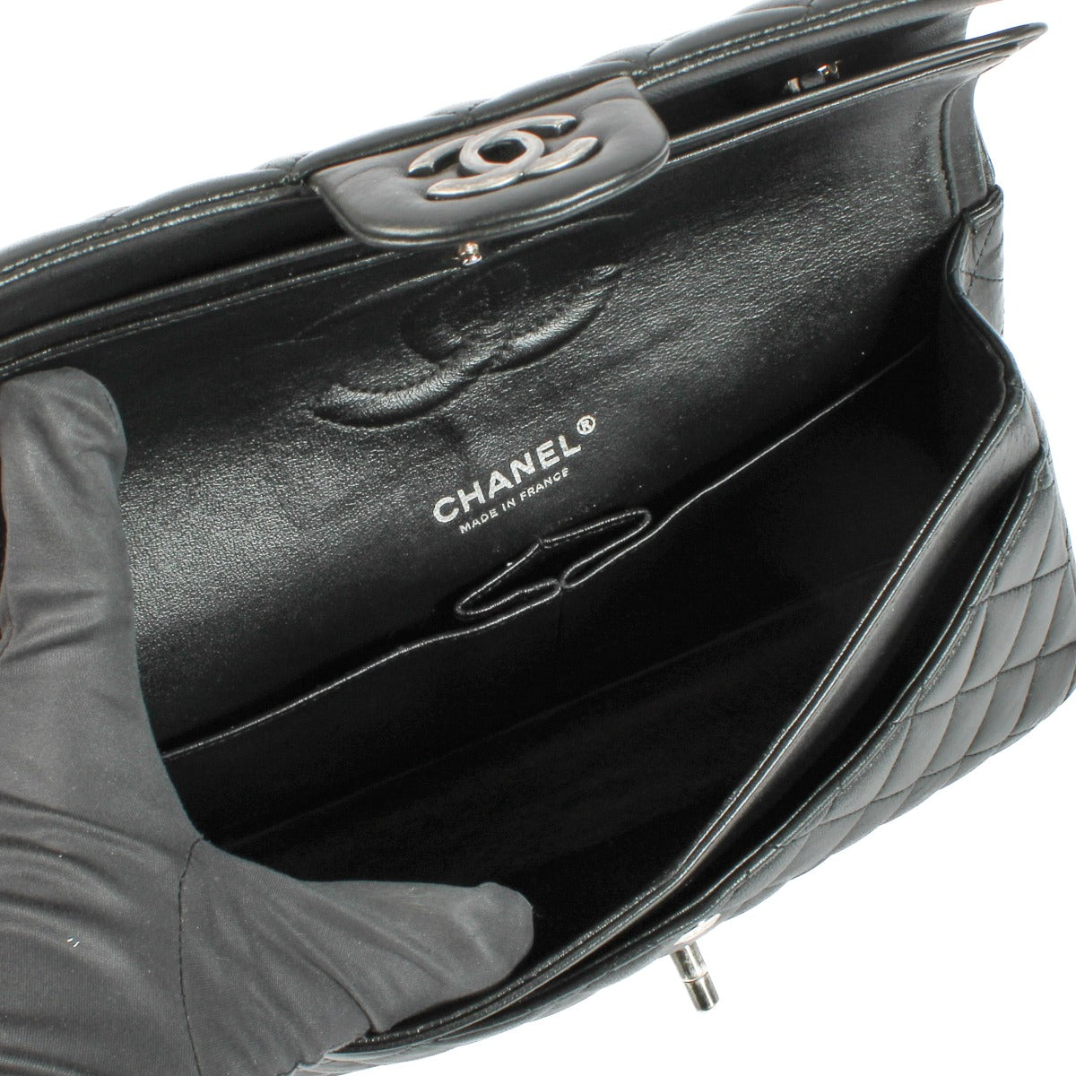Chanel Zwart Ruthenium Hardware Medium Classic 11.12 Tas