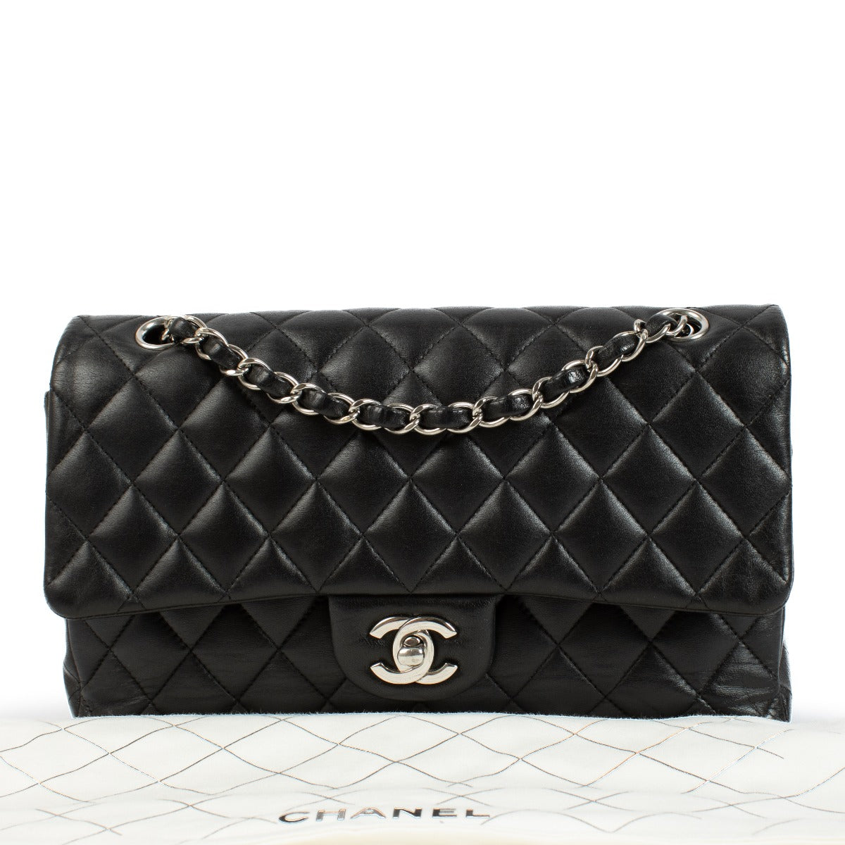 Chanel Zwarte Lamsleren Medium Classic 11.12 Tas