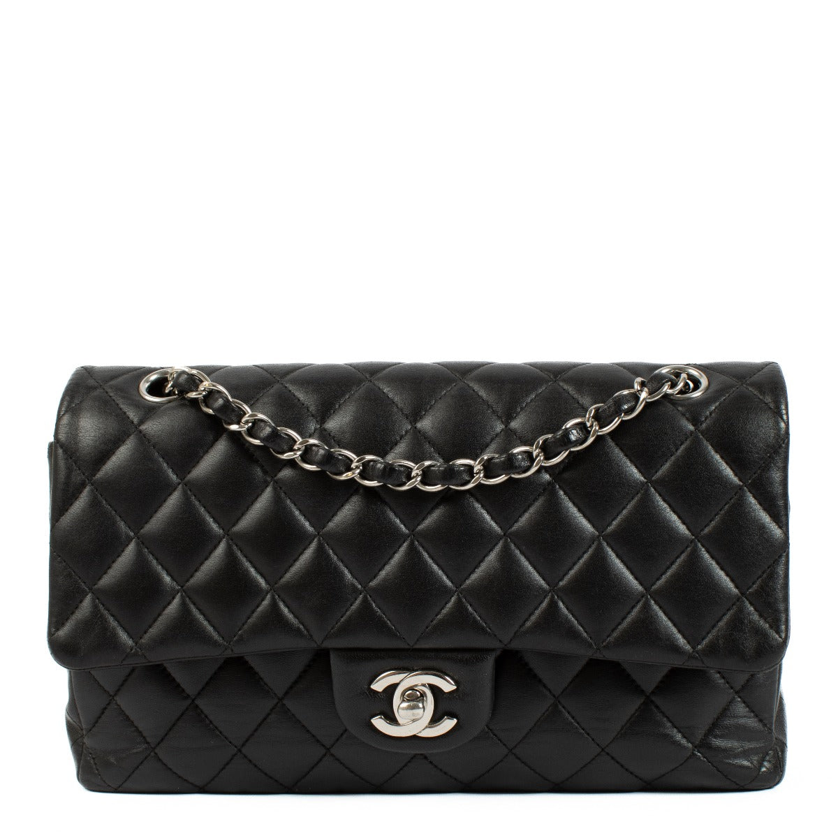 Chanel Zwarte Lamsleren Medium Classic 11.12 Tas
